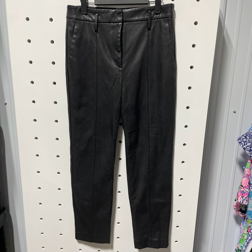 Ann Taylor Black Faux Leather Pants Size 6